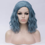 Natural deep blue medium curly middle part wig by Shiny Way Wigs Adelaide
