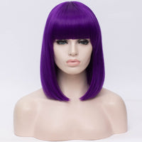 Natural dark purple full fringe medium bob wig by Shiny Way Wigs Perth WA