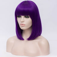 Natural dark purple full fringe medium bob wig by Shiny Way Wigs Sydney NSW