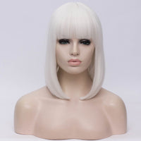 Natural white full fringe medium bob wig by Shiny Way Wigs Adelaide SA