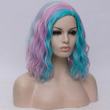 Multi purple medium length curly wig by Shiny Way Wigs Sydney NSW