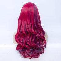 Multi color hot red long curly wig by Shiny Way Wigs Melbourne VIC