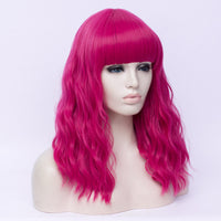 Hot pink long curly full fringe wig by Shiny Way Wigs Adelaide SA