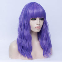 Fade purple long curly full fringe wig by Shiny Way Wigs Adelaide SA