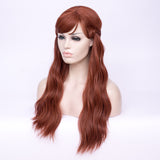 Natural red brown long wavy wig by Shiny Way Wigs Melbourne VIC