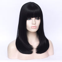 Natural black full fringe long bob wig by Shiny Way Wigs Sydney NSW