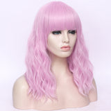 Light purple full fringe long curly costume wig - Shiny Way Wigs Brisbane