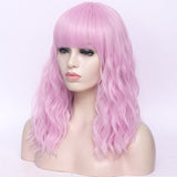 Light purple full fringe long curly costume wig - Shiny Way Wigs Brisbane