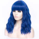 Black blue full fringe long curly costume wig - Shiny Way Wigs Adelaide SA