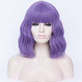 Natural purple full fringe medium curly wig - Shiny Way Wigs Adelaide