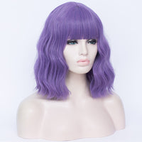 Natural purple full fringe medium curly wig - Shiny Way Wigs Adelaide
