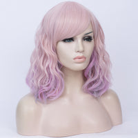Ice pink short costume curly wig by Shiny Way Wigs Brisbane QLD