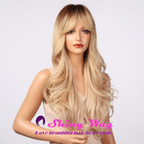 Super natural blonde dark roots fashion wig by Shiny Way Wigs Brisbane