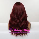 Natural burgundy red long curly wig by Shiny Way Wigs Melbourne VIC