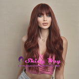 Burgundy red long curly fashion wig by Shiny Way Wigs Melbourne VIC