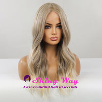 New Ash Blonde Long Wavy Lace Front Wig - Shiny Way Wigs Melbourne VIC