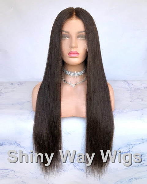 Long Dark Brown Virgin Human Hair Lace Wig - Shiny Way Wigs Sydney