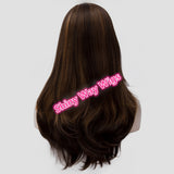 Natural dark brown middle part long wavy wig by Shiny Way Wigs Perth