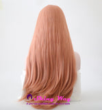 Light Pink Long Wavy Lace Front Wig - Shiny Way Wigs Sydney