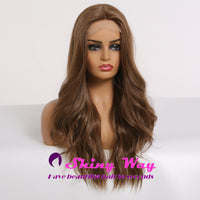 New Natural Brown Long Wavy Lace Front Wig - Shiny Way Wigs Melbourne