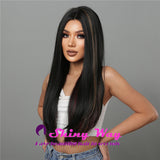 Best selling off black long wig with highlights Shiny Way Wigs Sydney