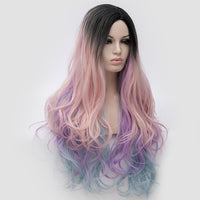 Dark roots multi colour long costume wig by Shiny Way Wigs Sydney NSW