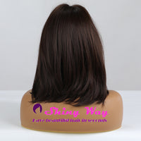 Super natural dark brown medium length wig by Shiny Way Wigs Perth WA
