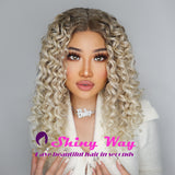 Dark Roots Blonde Tight Curly Lace Front Wig - Shiny Way Wigs Brisbane