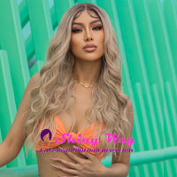 New Honey Blonde Long Wavy Lace Front Wig - Shiny Way Wigs Perth