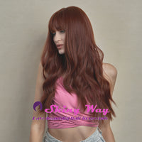 Burgundy red long curly fashion wig by Shiny Way Wigs Melbourne VIC