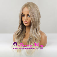 New Ash Blonde Long Wavy Lace Front Wig - Shiny Way Wigs Melbourne VIC