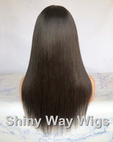 Dark Brown Long Silk Straight Virgin Human Hair Lace Wig - Shiny Way Wigs Melbourne AU