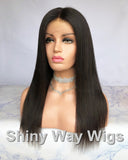Dark Brown Long Silk Straight Virgin Human Hair Lace Wig - Shiny Way Wigs Melbourne VIC