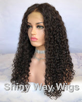 Dark Brown Tight Curly Virgin Human Hair Lace Wig - Shiny Way Wigs Adelaide SA