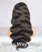 Natural Black Body Wavy Virgin Human Hair Lace Wig - Shiny Way Wigs Brisbane