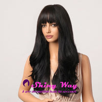 Best selling full fringe off black curly wig Shiny Way Wigs Brisbane 