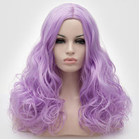 Natural looking purple long curly wig without fringe Shiny Way Wigs Melbourne