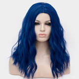 Black blue long curly wig middle part at Shiny Way Wigs Brisbane QLD