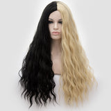 Half blonde half black costume curly wig by Shiny Way Wigs Brisbane