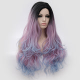 Dark roots long curly multi colour wig by Shiny Way Wigs Sydney NSW