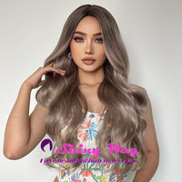 Best selling ash silver grey long curly wig by Shiny Way Wigs Sydney