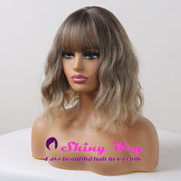 Ash blonde short curly wig by Shiny Way Wigs Brisbane QLD