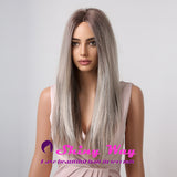 Best selling dark roots silver blonde long wig Shiny Way Wigs Sydney