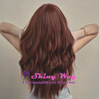 Burgundy red long curly fashion wig by Shiny Way Wigs Melbourne VIC