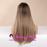 Dark roots ash grey long straight wig by Shiny Way Wigs Sydney NSW