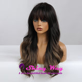 Super natural faded brown long curly wig by Shiny Way Wigs Sydney NSW