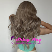 Natural ash colour long curly wig by Shiny Way Wigs Melbourne VIC