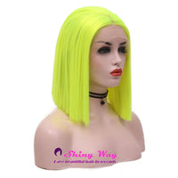 Bright Lime Medium Length Straight Lace Wig - Shiny Way Wigs Brisbane