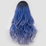 Dark roots dark blue long curly wig by Shiny Way Wigs Brisbane QLD
