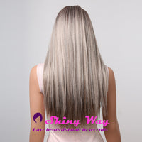 Best selling dark roots silver blonde long wig Shiny Way Wigs Sydney